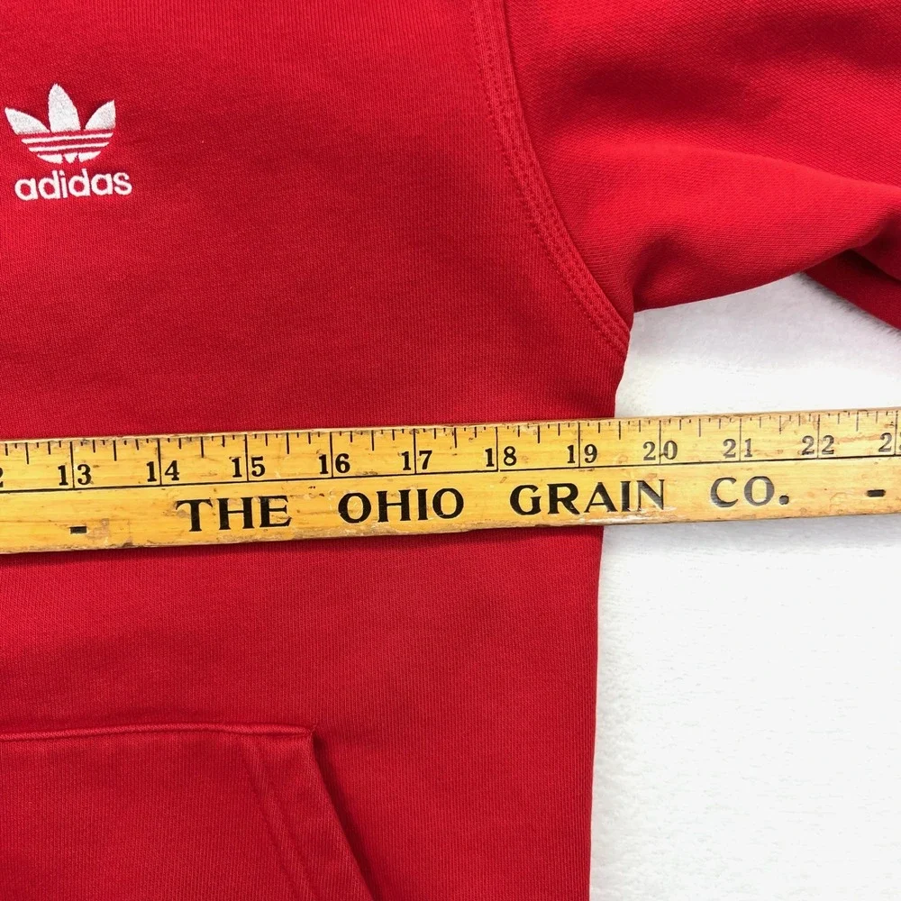 Adidas Originals Hoodie Mens XS Red Trefoil Logo Fleece Sweatshirt Streetwear‎